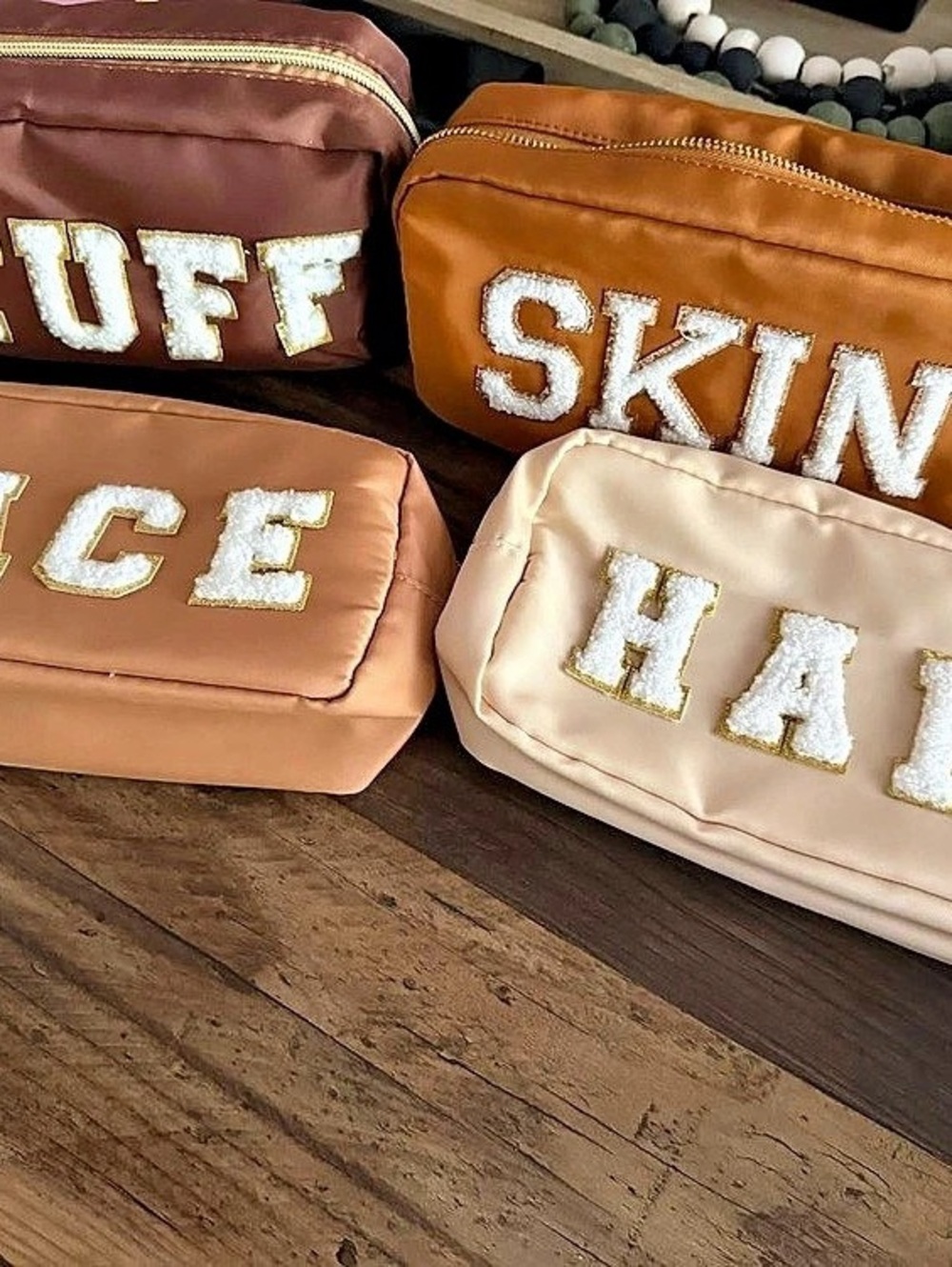 4-Piece Cosmetic Bag Set Brown Shades
